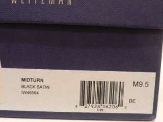 New $325 Stuart Weitzman US 9.5 Midturn Black Satin Evening Sandals 