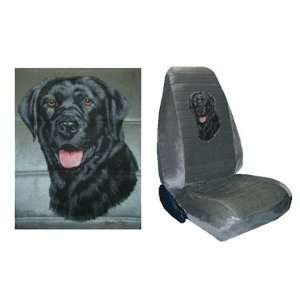 Car Truck SUV Black Lab Dog Print Seat Covers 2 Grey Universal High 