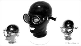 Heavy Rubber Schwarze Gasmaske Brille aus Gummi   Latex  