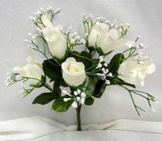 84 OFF WHITE Silk Roses Buds Wedding Bouquet Flowers  