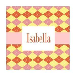  Argyle Personalized Girls Wall Art   Color: Pink/Orange 