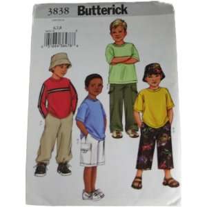   3838 Sewing Pattern Children,Boys Top,Shorts, Pants and Hat Size 6,7,8