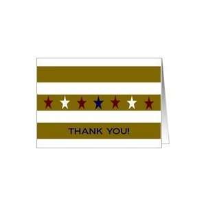 Red, White & Blue Stars Gold Stripes Thank You   Military Service Card