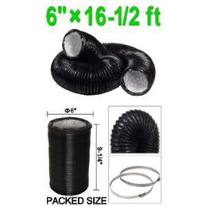  Insulated Flexible 6in Vent 16.5ft Black Aluminum Duct 