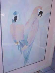   Framed Water Color Painting Macaw Parrots Birds Watercolor  