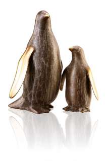 Mama Penguin and Baby Sculpture Statue Antarctic Marine Bird Solid 