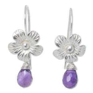 Amethyst flower earrings, Lilac Bloom