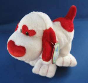  White Red Heart Puppy Dog Plush 7 NWT  