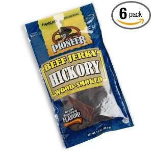 Pioneer Beef Jerky, Hickory Wood Smoked, 3.5 Ounce Bags (Pack of 6 