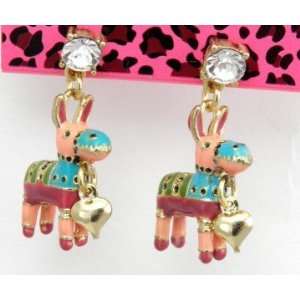  Pink Pinata Donkeys Enamel & Crystal Earrings Viva la 