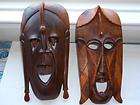 pair antique hand carved wooden african tribal masks expedited 
