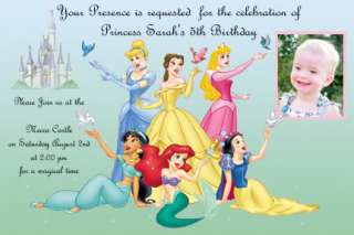 Custom Disney Princess Birthday Invitations cards  