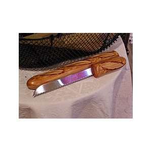  Bread Knife in Carved Wood Baguette Case: Home Improvement