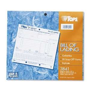  TOPS  Bill of Lading, 8 1/2 x 7, Carbonless 3 Part, 50 