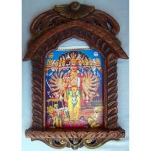  Lord Vishnu in his big posture poster in wood craft 
