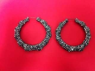 Bamboo Hoop Earrings Covered in Crystals (fully covered)  