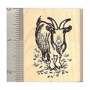  Horned Goat Rubber Stamp   Wood Mounted Arts, Crafts 