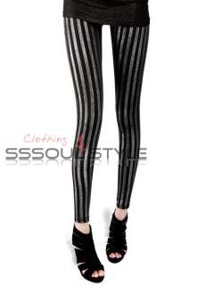 Size US 0 2 Striped Black Legging Tights Girl Women Pant Warm vq122 