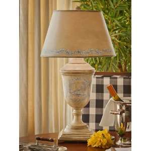  Blue Antique Decal Urn Lamp with Paper Shade: Home 