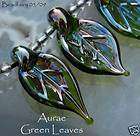 BF * Green Aurae Leaves * Handmade Lampwork Beads 7 SRA