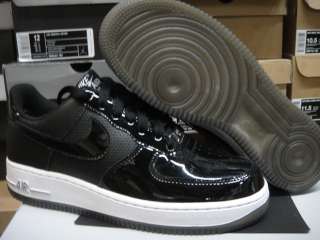 Nike Air Force 1 Shiny Black White Sneakers Mens Sz 7.5  