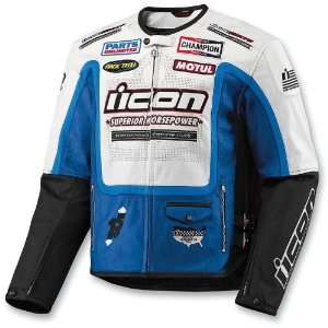 Icon Victory Hero Leather Jacket , Color: Blue, Size: XL, Gender: Mens 