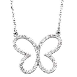 Ct Tw Diamond Butterfly Necklace 14k Gold Pendant  