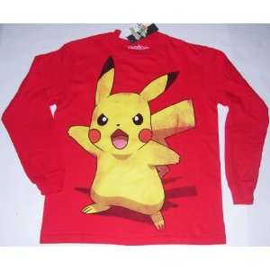  Pokemon Pikachu Long Sleeve RED T Shirt T Shirt Youth Size 