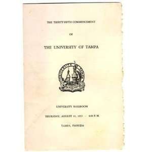  University of Tampa Commencement Program 1955 Florida 