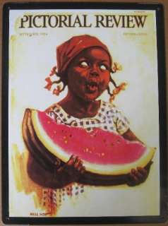 Girl Eating Watermelon Black Americana Retro Tin Sign  