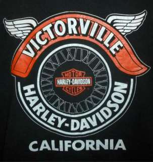 HARLEY DAVIDSON T Shirt VICTORVILE CA Vintage BLACK Motorcycle BIKER 