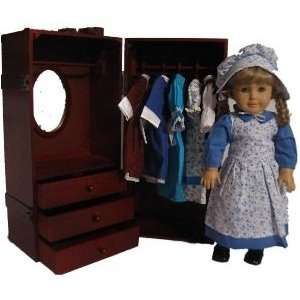  Wooden Doll Trunk Vanity Wardrobe for 18 Inch American 