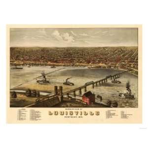 Louisville, Kentucky   Panoramic Map Premium Poster Print, 24x32 