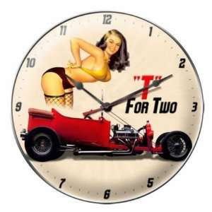  T Pin Up Hot Rod Garage Vintage Metal Sign Clock: Home 