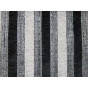  55 Wide Black Burnout Velvet Striped Pattern on Chenille 