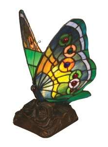   Glass Tiffany Style Butterfly Night Light Lite Mini Table Lamp  
