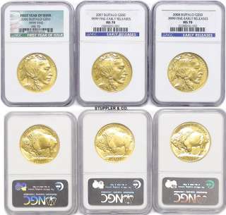 50 american gold buffalo all certified perfect ms70 by ngc