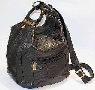 Valentina Italy Large Black Pebble Leather Hobo Shoulder Bag Tote EUC 