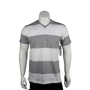  Neck Rugby Stripe Tee Heather Grey. Size: SM: Sports & Outdoors