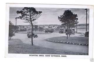 HOSPITAL AREA, Camp Edwards, Mass. WWII Postcard 1940s  