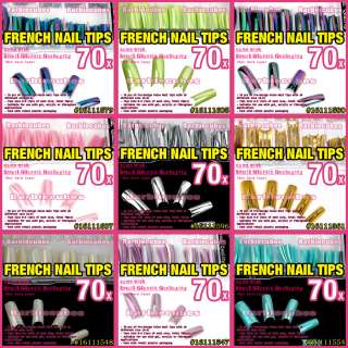 70 pcs Acrylic French False Multi Color Nail Tips #v009  