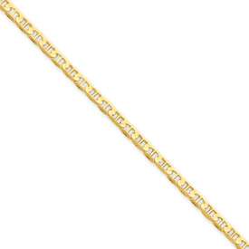 14K Gold Concave Anchor Chain Necklace Anklet or Bracelet w/ Fancy 