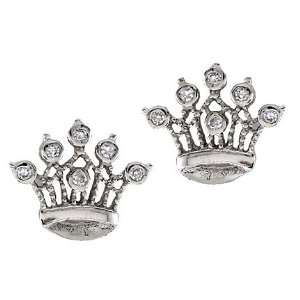 Queen Crown Sterling Silver & C.Z. Earrings (Nice Mothers Day Gift 