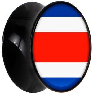  16mm Black Acrylic Costa Rica Flag Saddle Plug: Jewelry