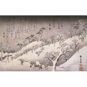   Utagawa Hiroshige People walking through snowy hills