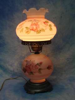 Vintage 20 Hurricane Gone With The Wind Lamp Hand Painted Soft Pink w 