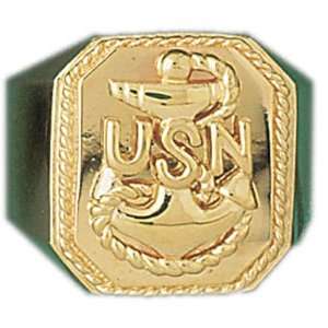  14kt Yellow Gold United States Navy Mens Ring: Jewelry