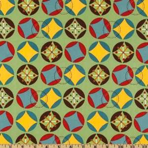  44 Wide Hooty Hoot Kangaroo Starburst Green Fabric By 