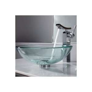   Clear Glass Vessel Sink and Unicus Faucet Chrome C GV 101 12mm 14300CH