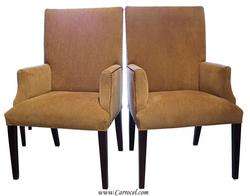 Pair of Custom Upholstered Parsons Arm Chairs  